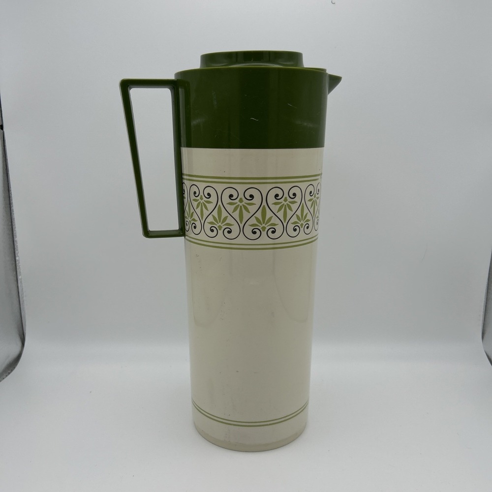 Aladdin Beverage Butler Green & Cream Thermos With‎ Lid Vintage